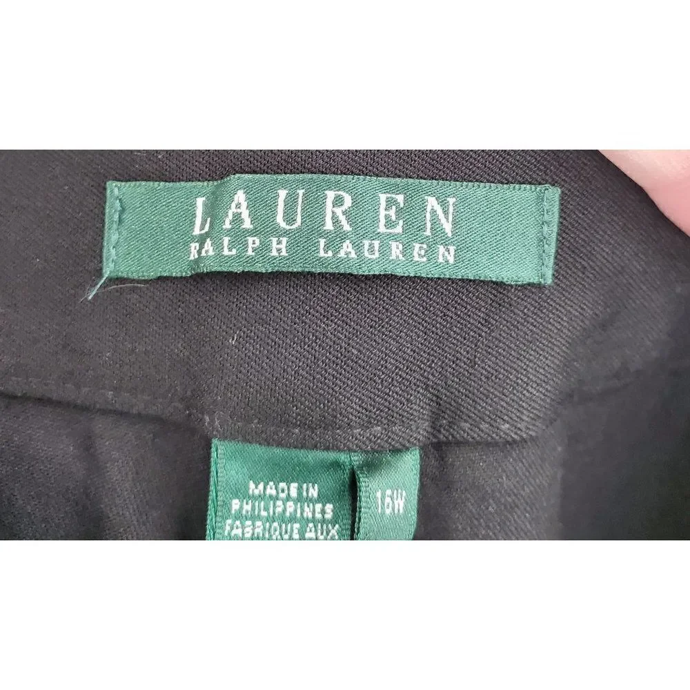 Lauren Ralph Lauren Pants Womens Cotton Front Zip Pockets Black Size 16W - Picture 6 of 9